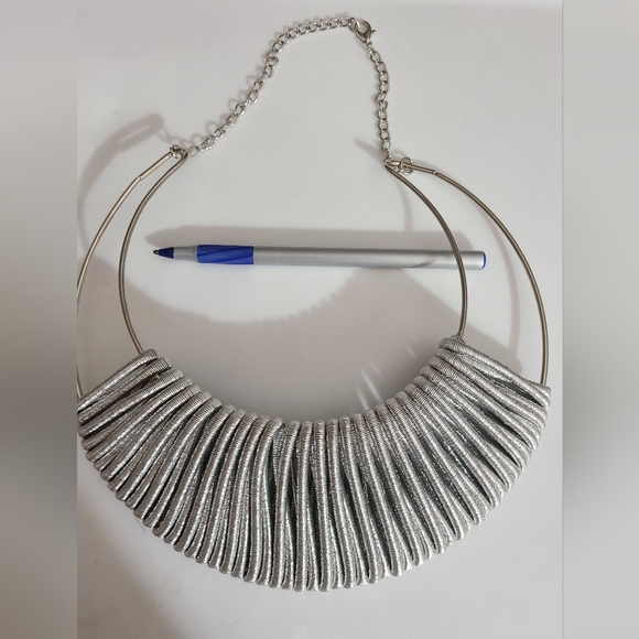 Huge silver boho necklace statement sparkly metallic adjustable - Picture 11 of 14